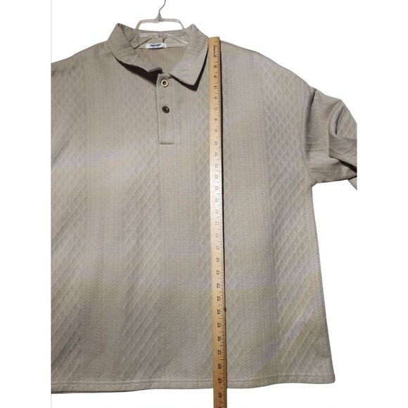 COOFANDY Men’s 2XL Khaki Textured Knit Polo Shirt Short Sleeve Luxury Casual - Picture 3 of 6